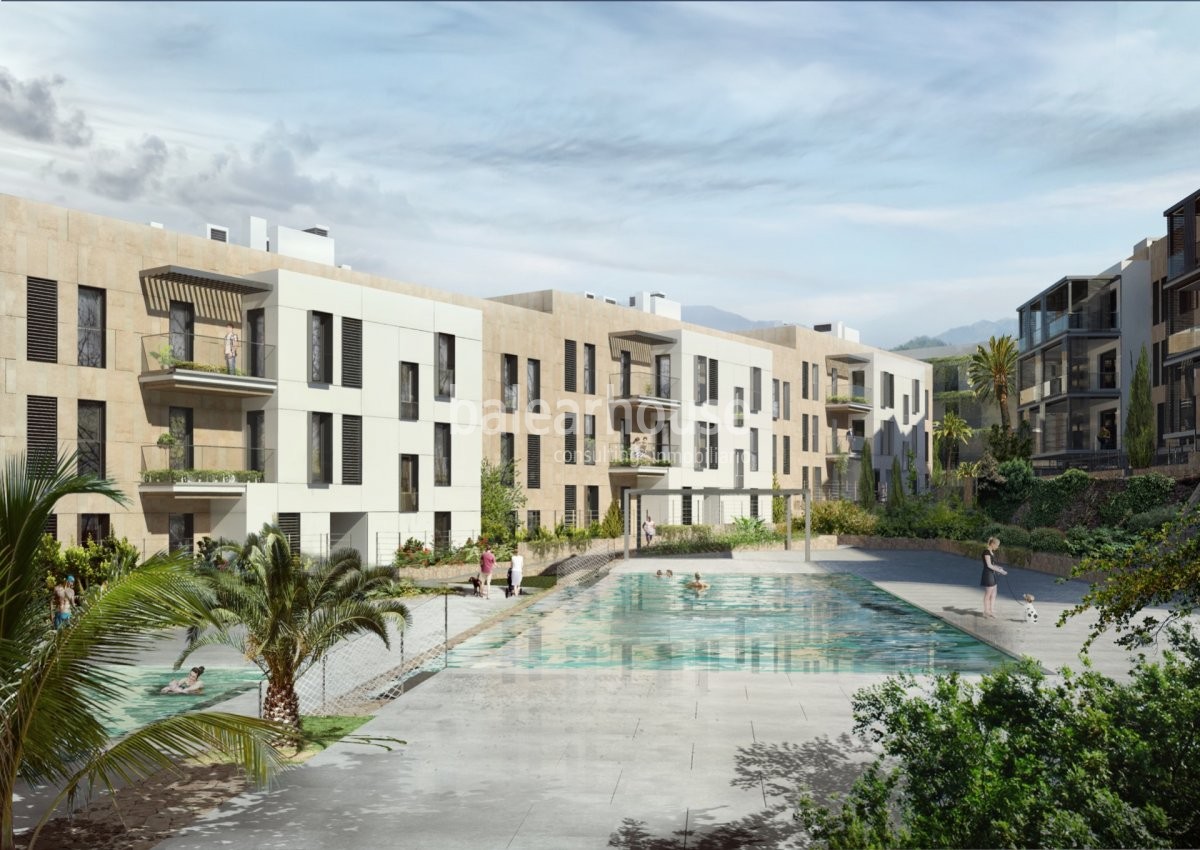 Modernas viviendas de obra nueva en un cuidado complejo rodeado de golf y vistas a la bahía de Palma
