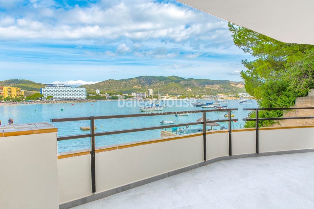 Reformados espacios de diseño contemporáneo que acceden directamente al mar.