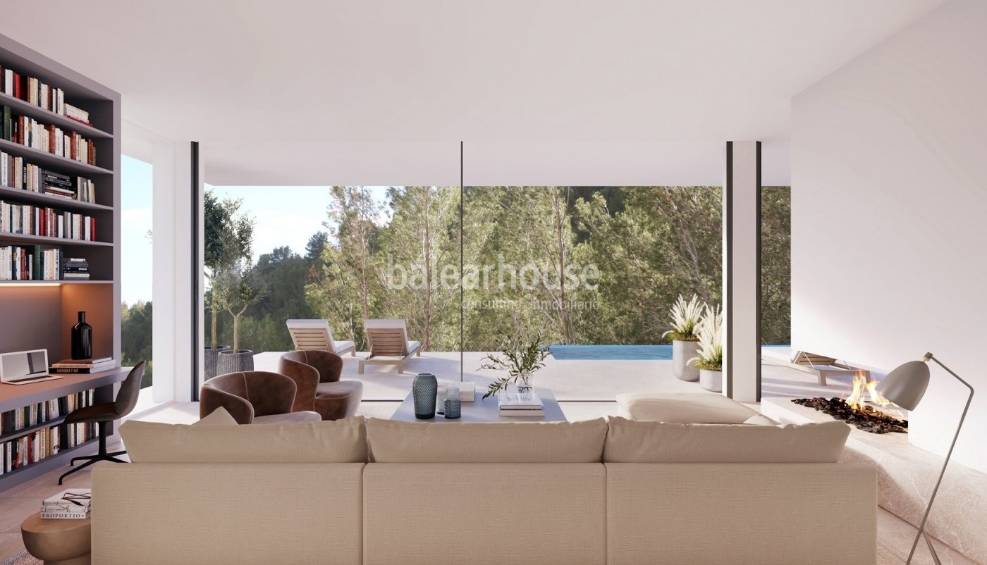 Solar único en Son Vida con orientación sur, grandes vistas y moderno proyecto de villa con licencia