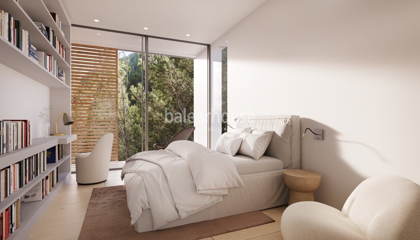 Solar único en Son Vida con orientación sur, grandes vistas y moderno proyecto de villa con licencia