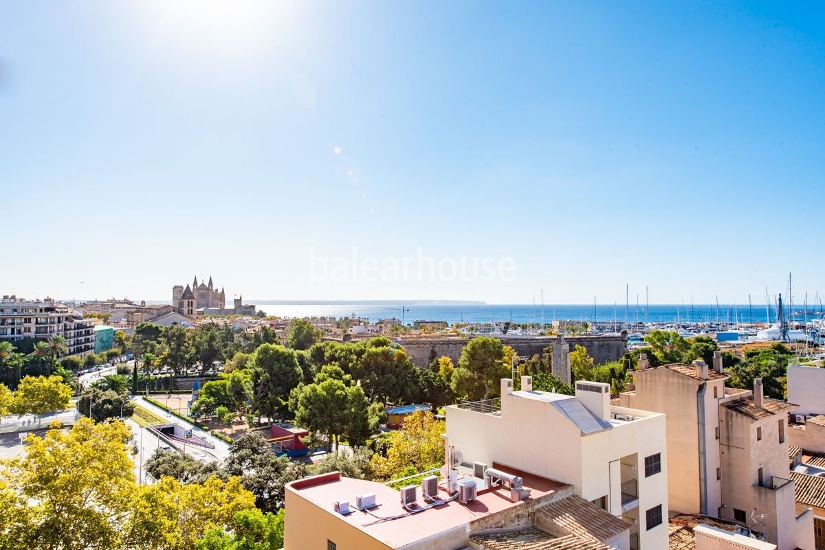 Espectacular reforma que llena de luz este piso en Palma con terraza y grandes vistas al mar.