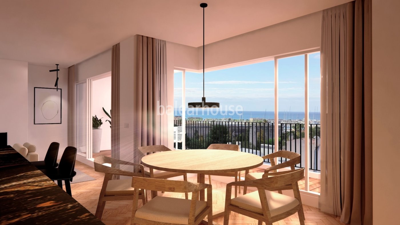 Espectacular reforma que llena de luz este piso en Palma con terraza y grandes vistas al mar.