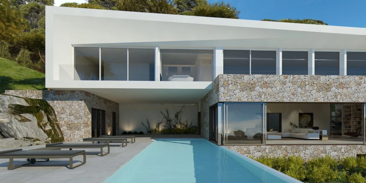New project of spectacular villa completely open to the landscape in the exclusive surroundings of S