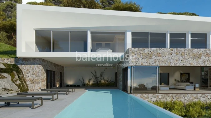 New project of spectacular villa completely open to the landscape in the exclusive surroundings of S
