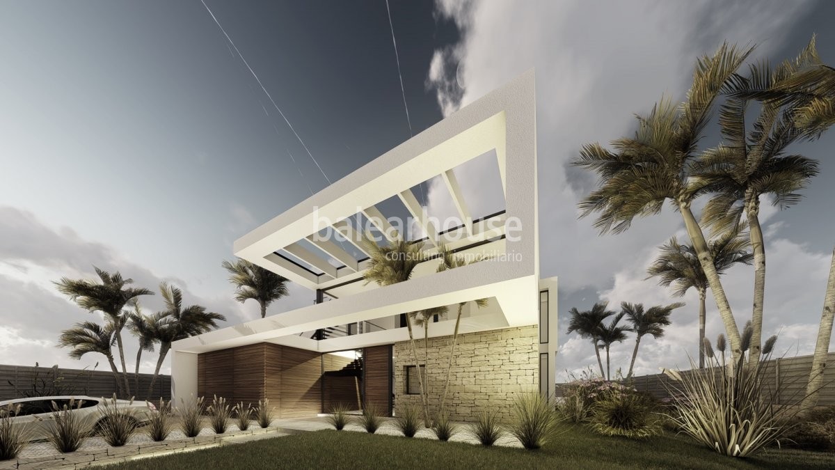 Neues Projekt eines prächtigen Hauses mit Blick auf die Landschaft und das Meer in Sol de Mallorca.