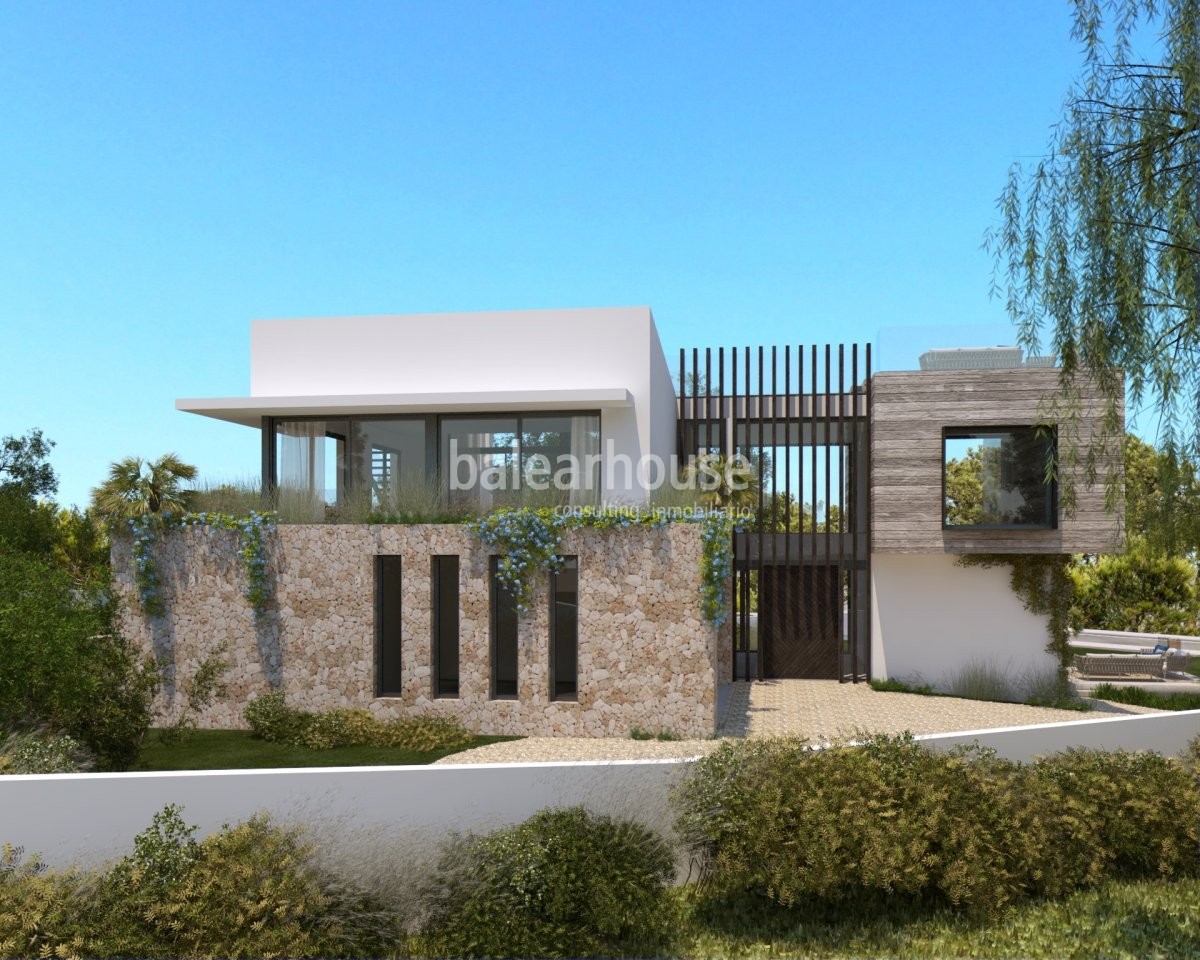 New construction project that offers a contemporary house with sea views in Cala Falcó