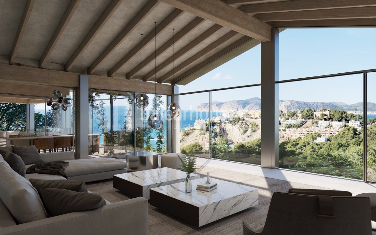 Fantastisches Projekt einer neuen Villa, die mit einem spektakulären Blick auf das Meer in Santa Po