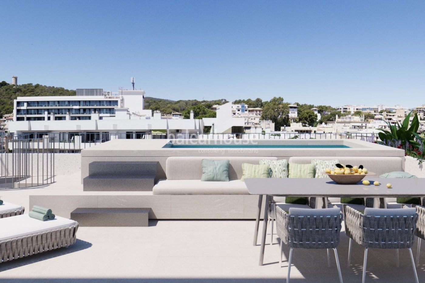 Wunderschönes neu gebautes Penthouse mit Pool und Solarium in der Gegend von Son Armadans in Palma.