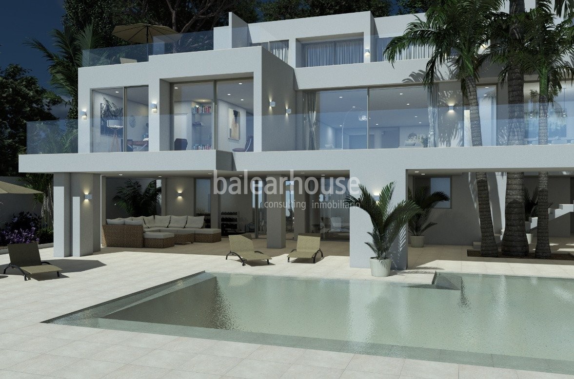 Diseño de vanguardia en primera línea y acceso directo al mar en esta villa ubicada en Cala Vinyas