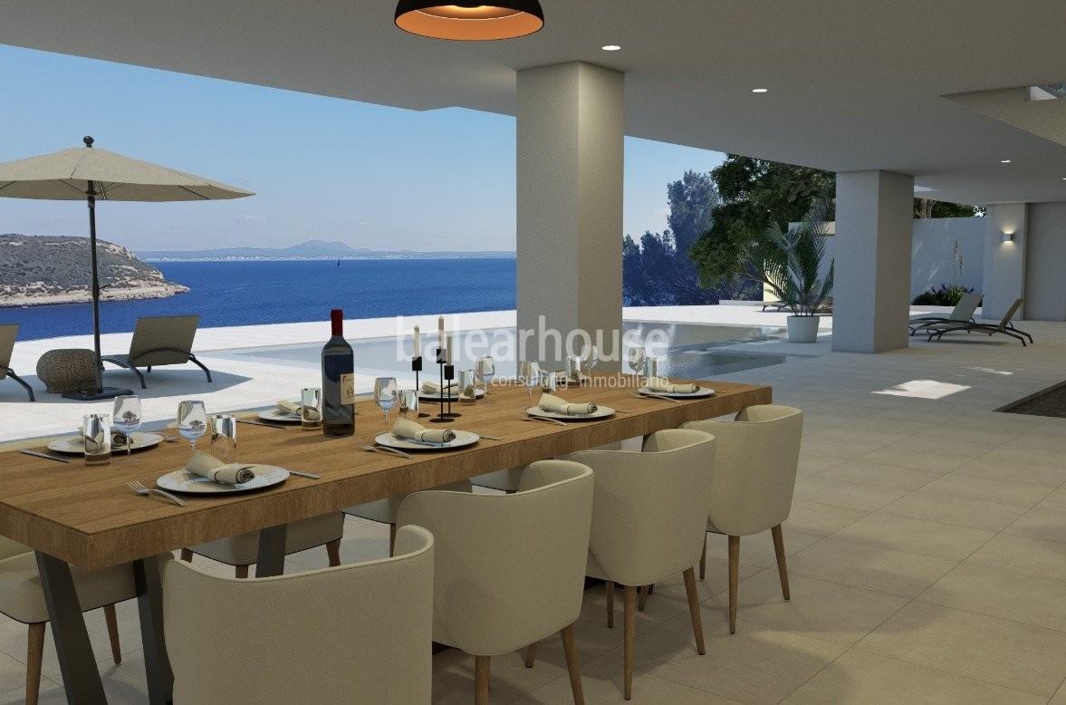 Avantgardistisches Design und direkter Zugang zum Meer in dieser Villa in Cala Vinyas.