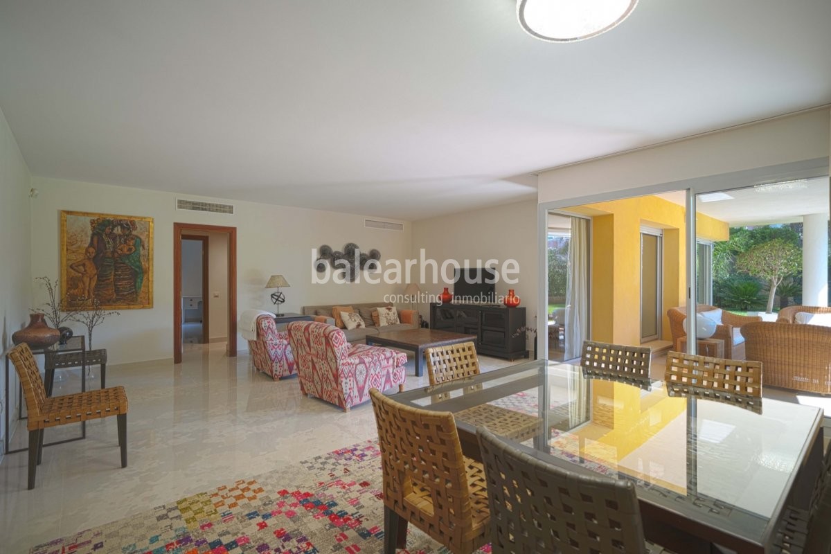 Bright and spacious ground floor apartment with private garden in the stunning Sol de Mallorca area.