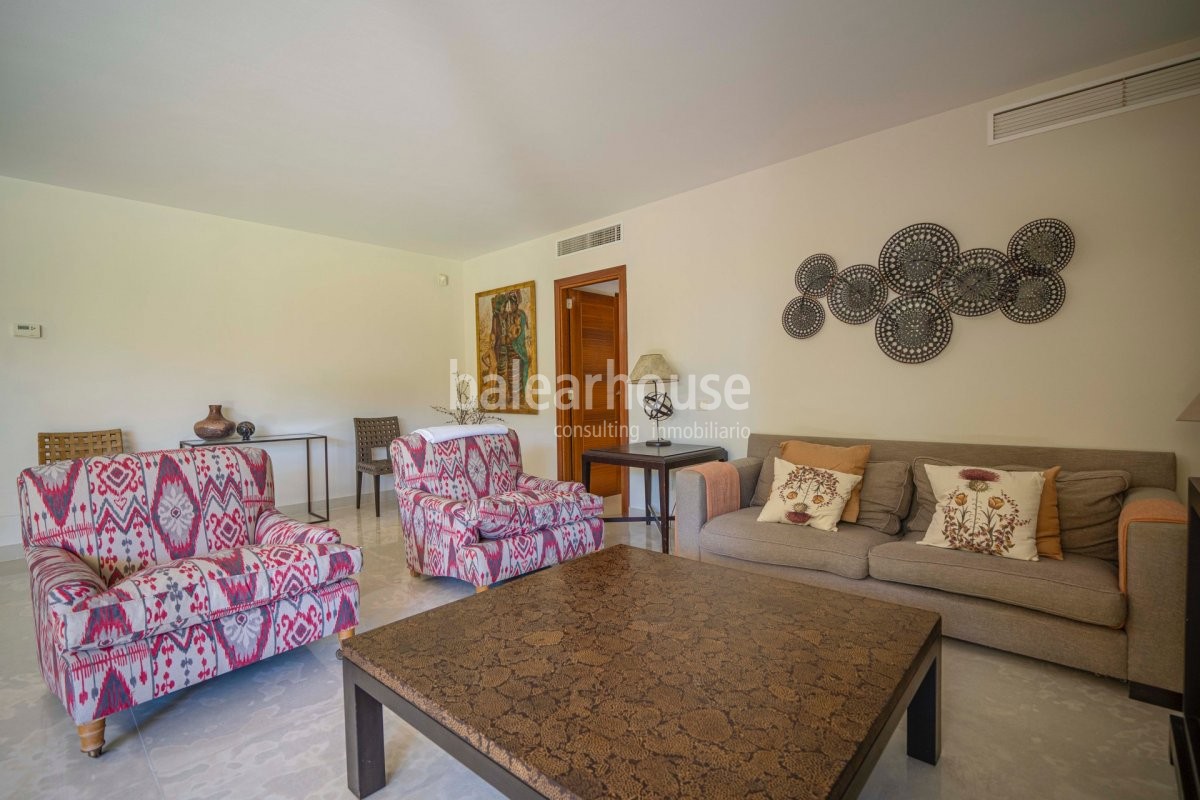 Bright and spacious ground floor apartment with private garden in the stunning Sol de Mallorca area.