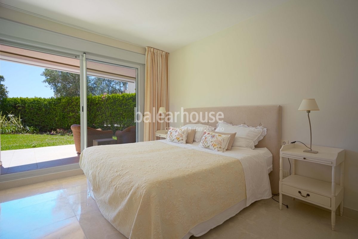 Bright and spacious ground floor apartment with private garden in the stunning Sol de Mallorca area.