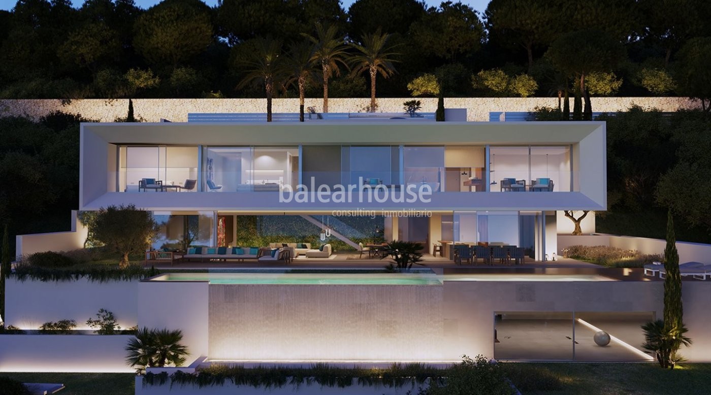 Prachtvolle zeitgenössische Neubauvilla mit atemberaubenden Meeresblicken in Santa Ponsa