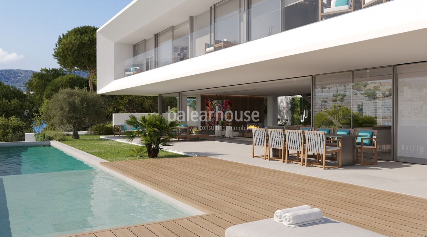 Prachtvolle zeitgenössische Neubauvilla mit atemberaubenden Meeresblicken in Santa Ponsa