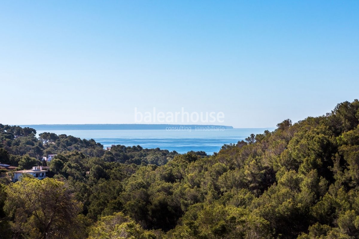 Maravillosas vistas al mar entran en esta nueva villa de diseño en los altos de Costa d’en Blanes.