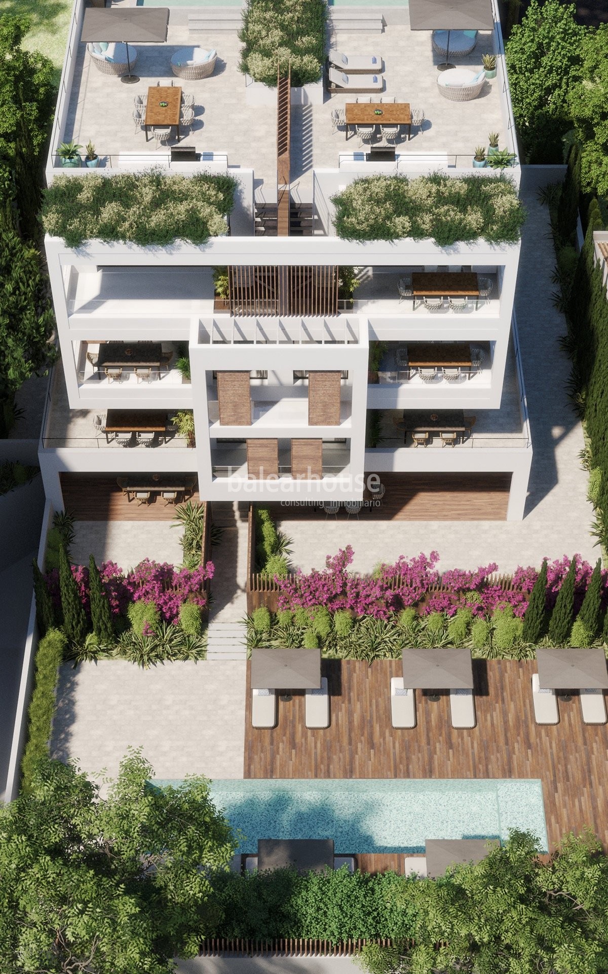 Contemporáneo proyecto de obra nueva en un tranquilo y verde entorno de Palma donde querer vivir