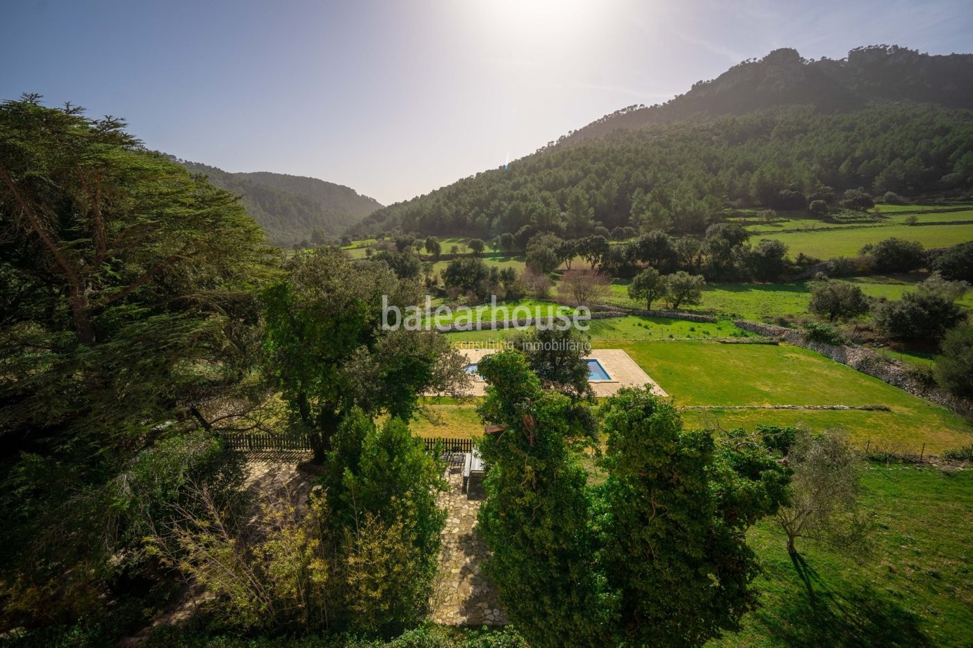 Gran finca en Orient salpicada de campos de olivos dentro del precioso paisaje de la Tramuntana.