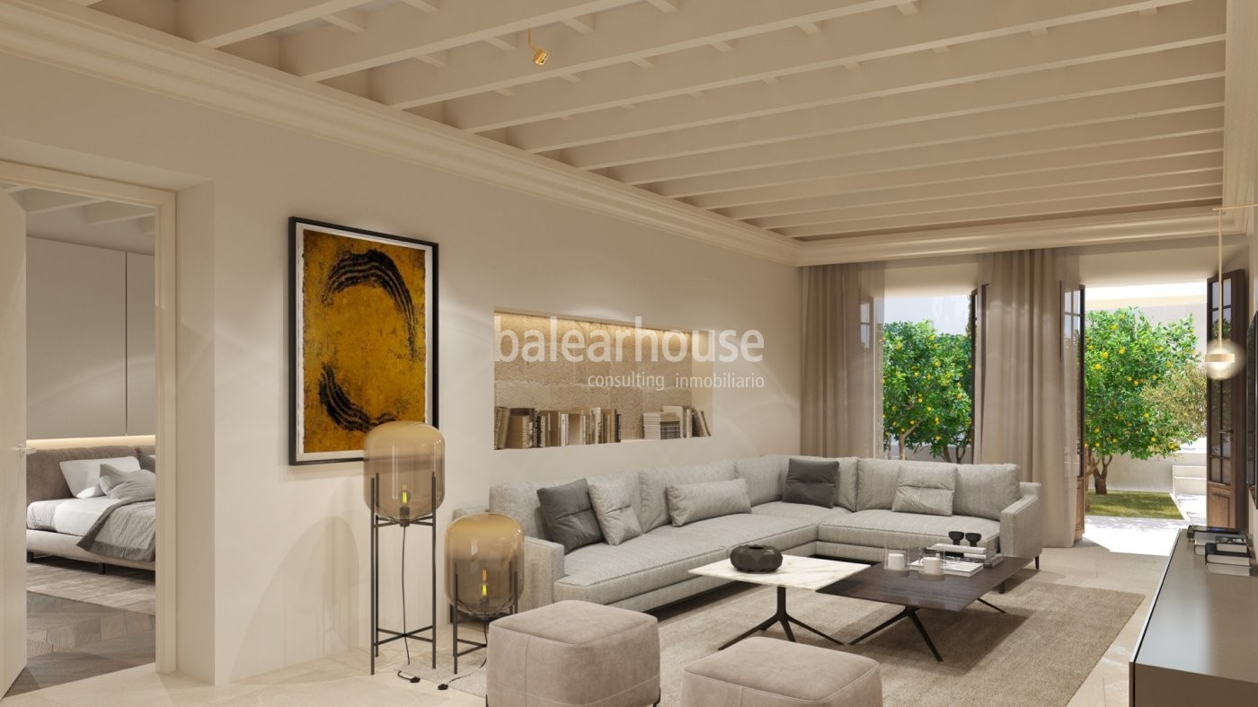 Magnificent palace floor with garden, modern and cosy, in the historic centre of Palma.