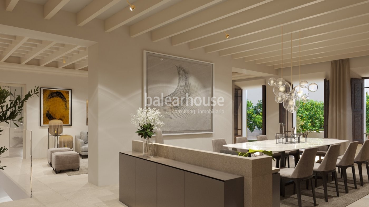 Magnificent palace floor with garden, modern and cosy, in the historic centre of Palma.