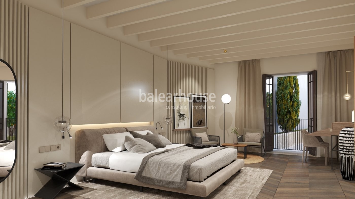 Magnificent palace floor with garden, modern and cosy, in the historic centre of Palma.