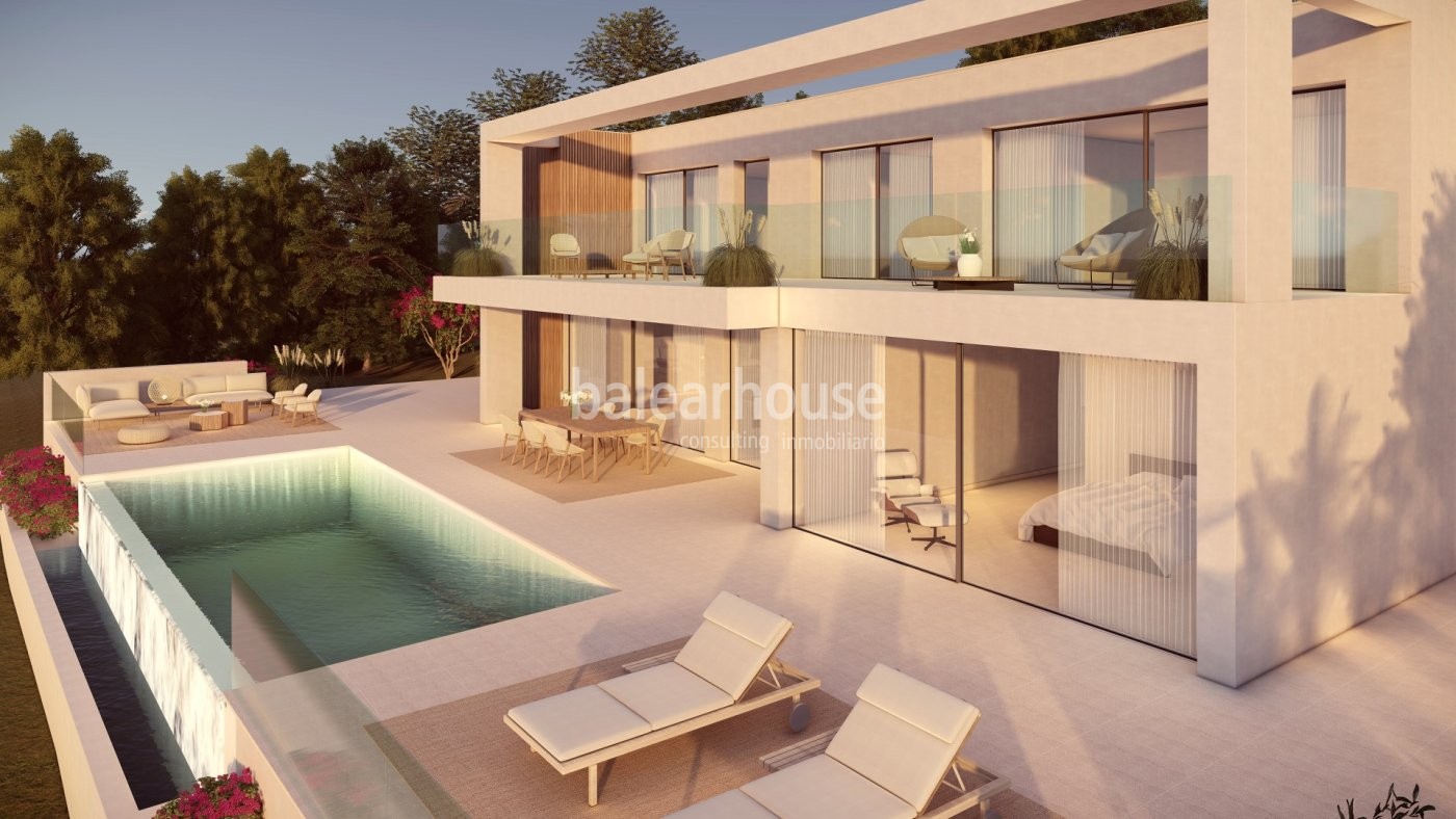 Villa de diseño con espectaculares vistas al mar en Cala Llamp en construcción
