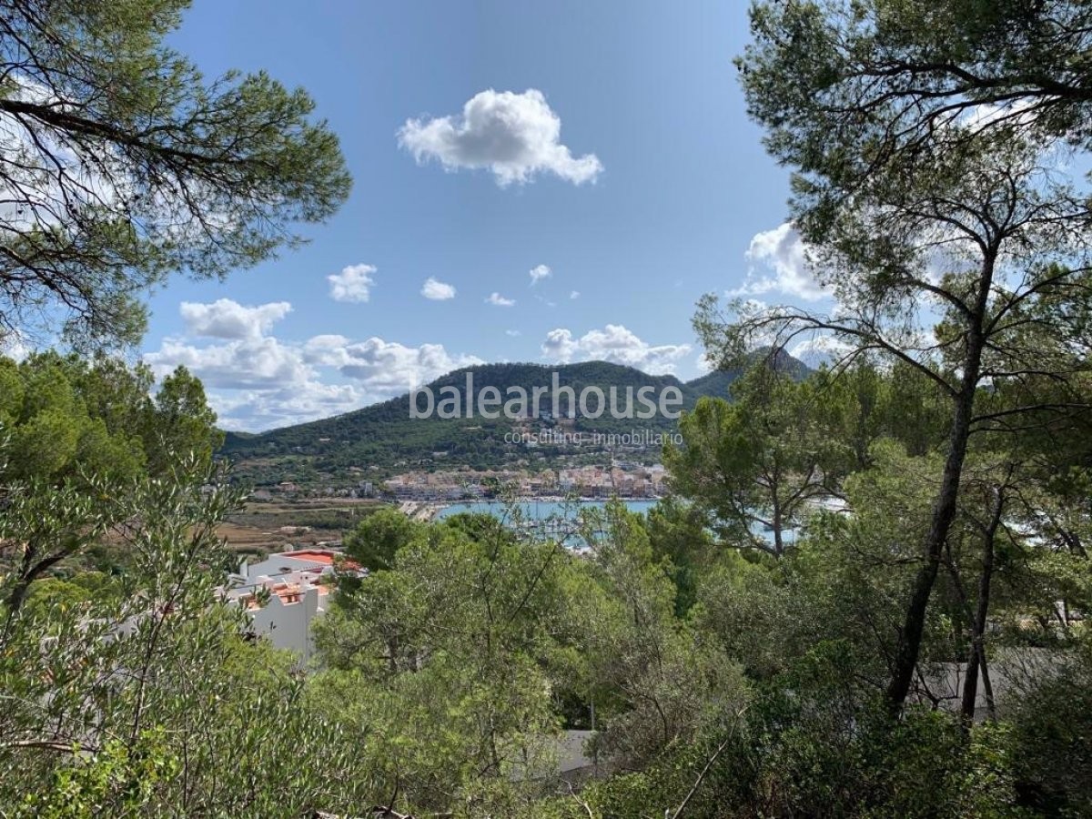 Vistas espectaculares desde este solar al paraje natural de mar y montaña del Puerto de Andratx