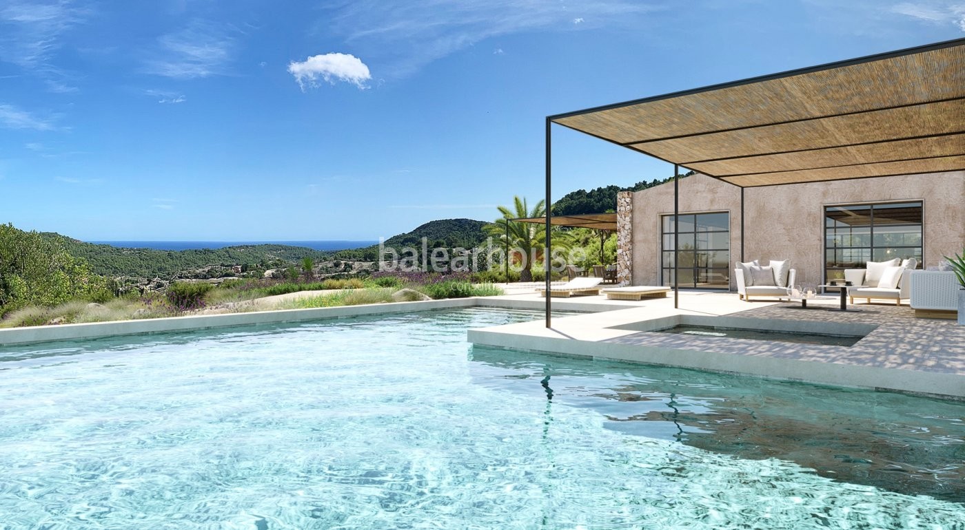 Magical setting of this newly built finca overlooking the sea in a beautiful natural environment.