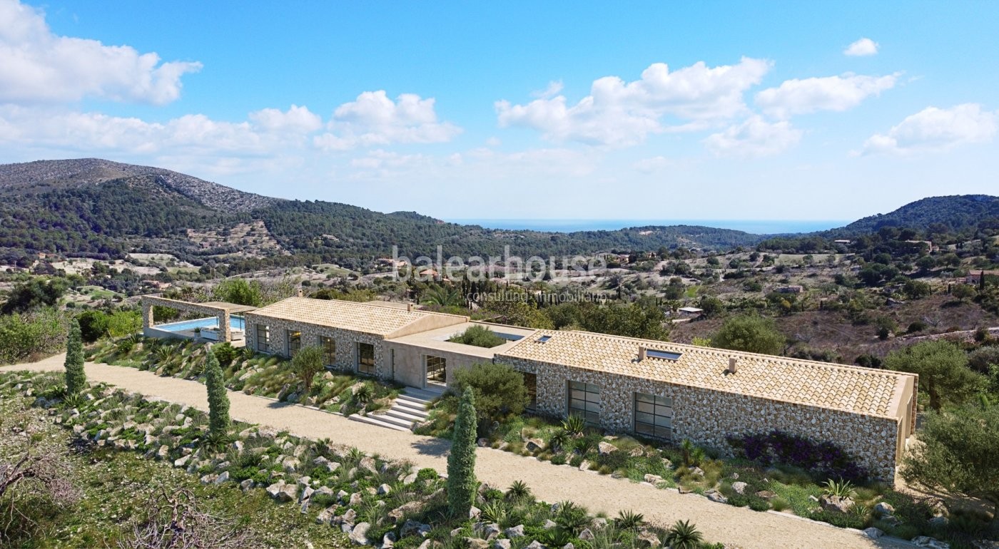Magical setting of this newly built finca overlooking the sea in a beautiful natural environment.