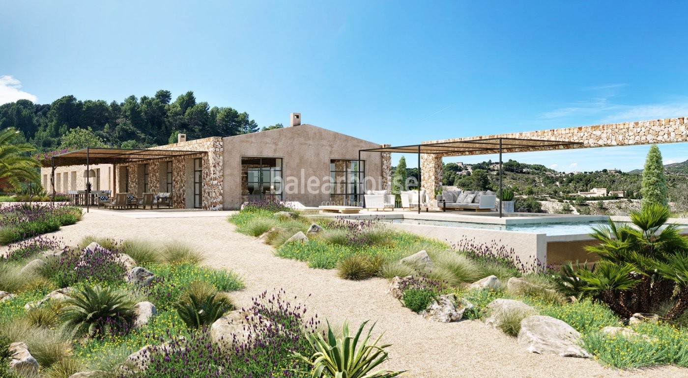 Magical setting of this newly built finca overlooking the sea in a beautiful natural environment.