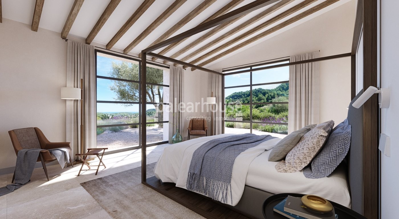 Magical setting of this newly built finca overlooking the sea in a beautiful natural environment.