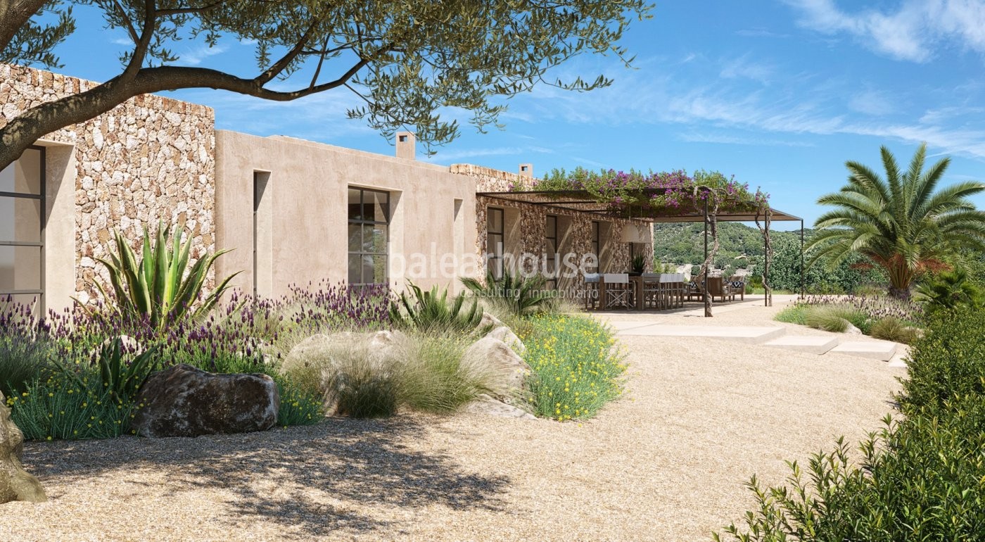 Magical setting of this newly built finca overlooking the sea in a beautiful natural environment.