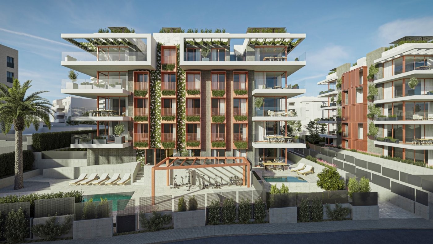Exklusive Neubau-Erdgeschosswohnungen in Palma mit außergewöhnlicher Architektur und Design.