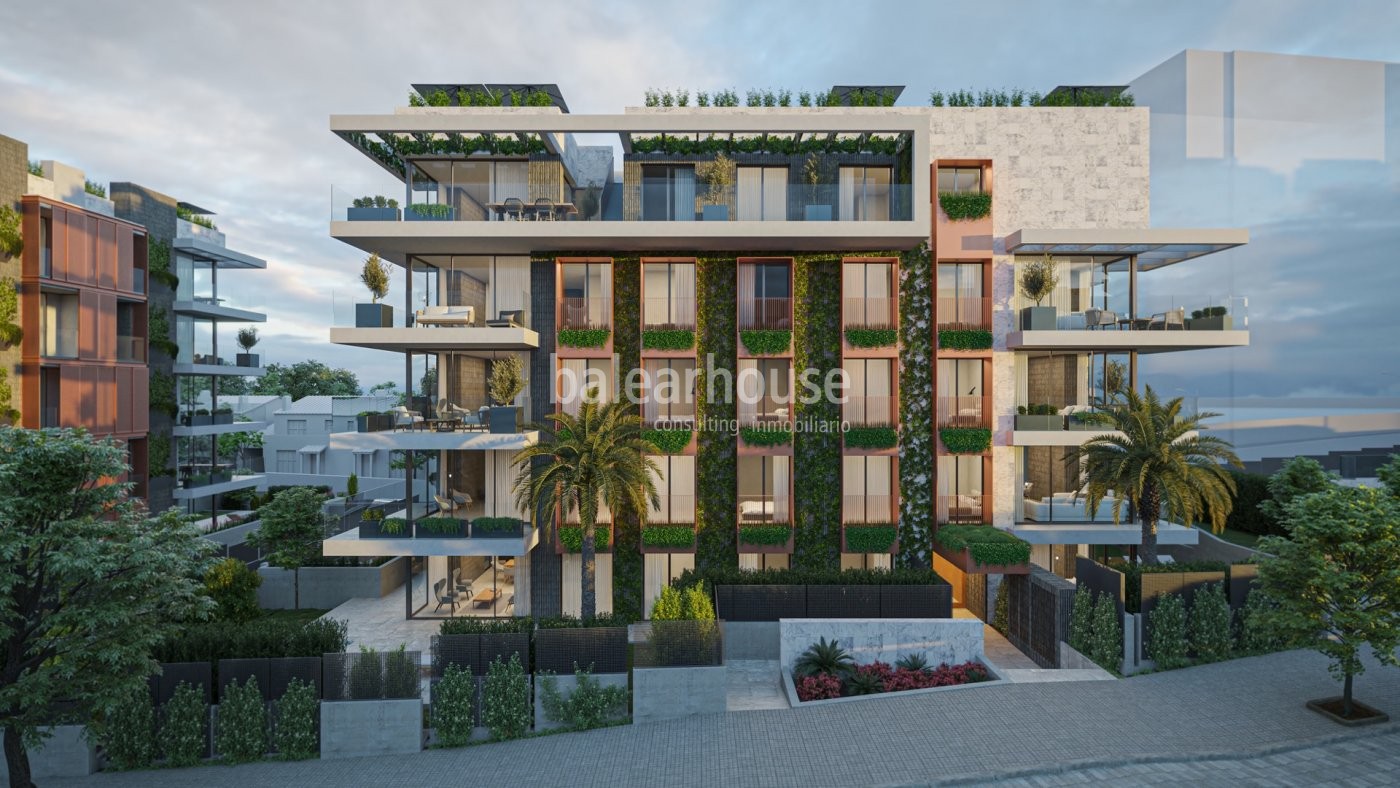 Exclusive new-build ground floor apartments in Palma with exceptional architecture and design.