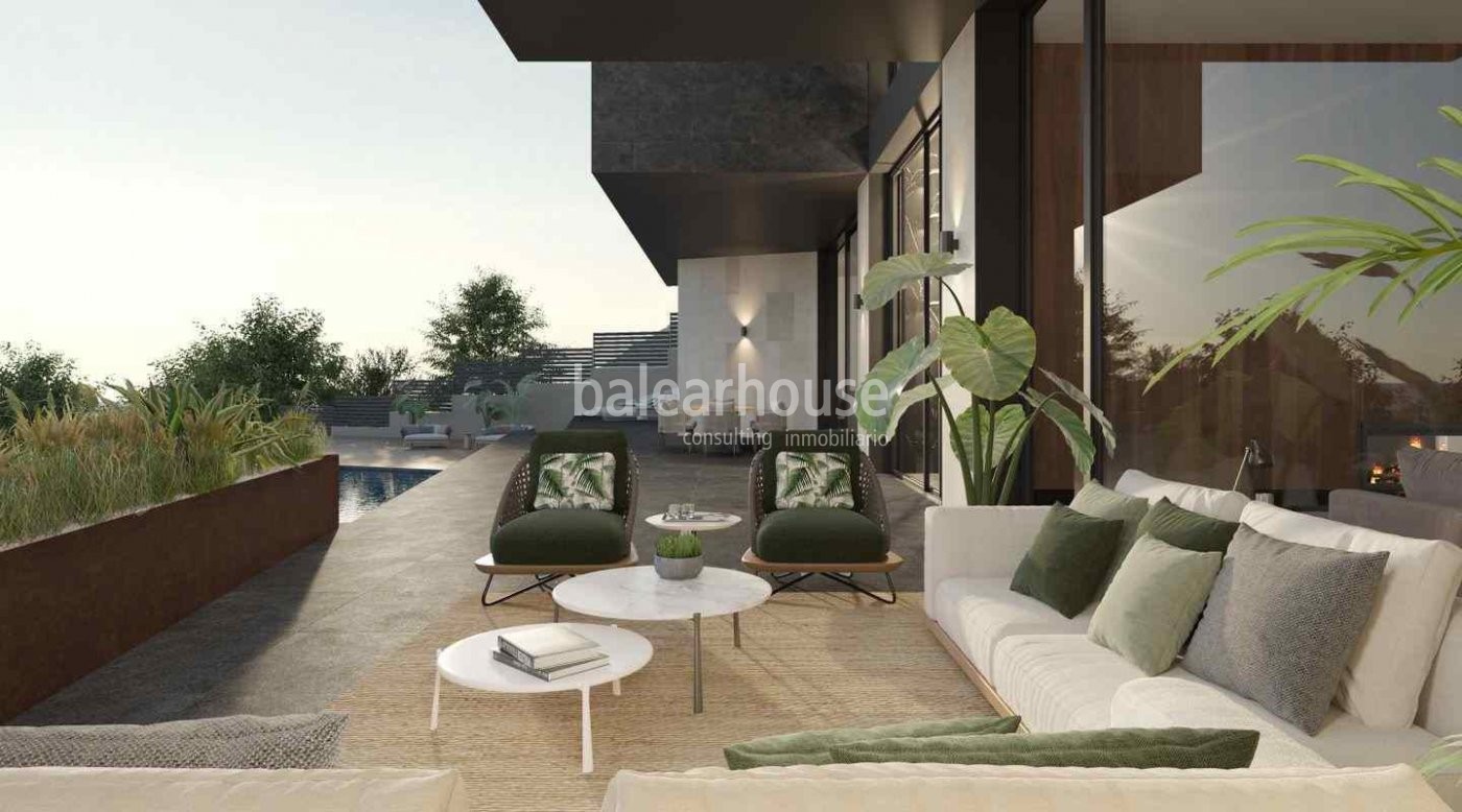 Diseño y vistas espectaculares a la ciudad se unen en esta villa de obra nueva ubicada en Son Vida