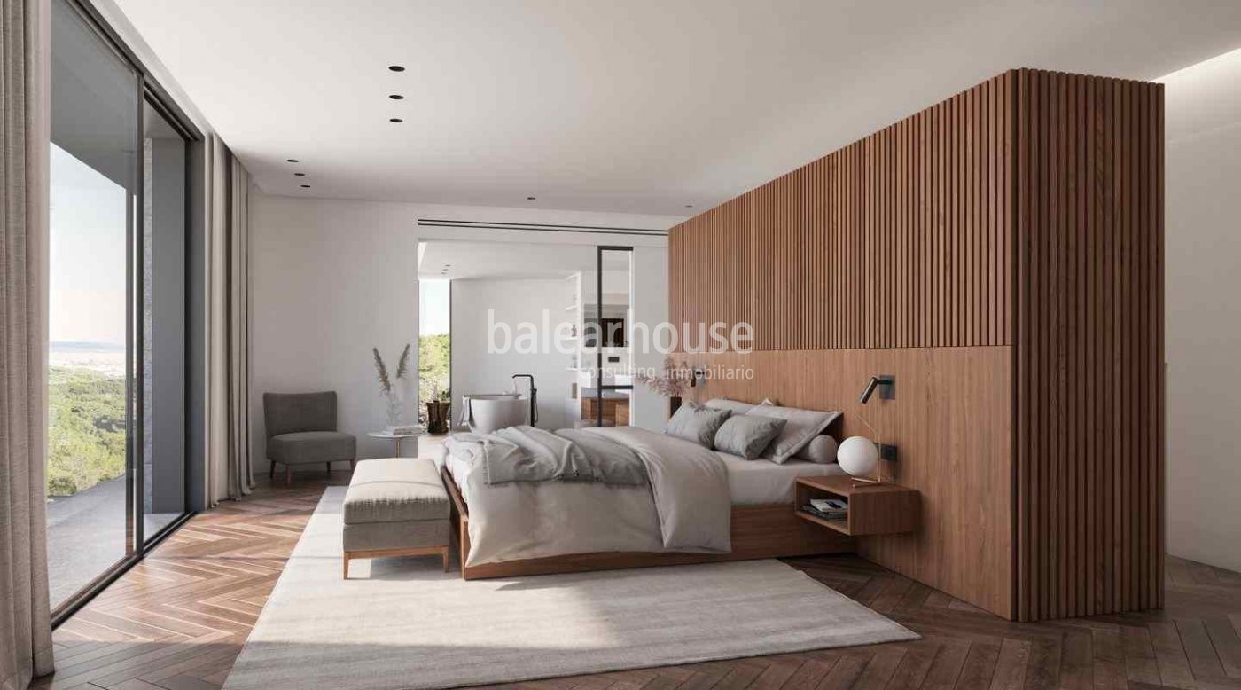 Design and spectacular city views come together in this newly built villa in Son Vida.