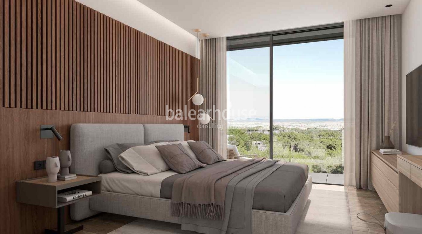 Design and spectacular city views come together in this newly built villa in Son Vida.