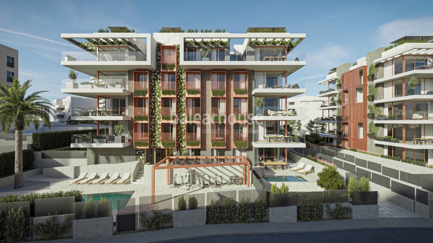 Moderne Neubauwohnungen in Palma mit außergewöhnlicher Architektur und Design.