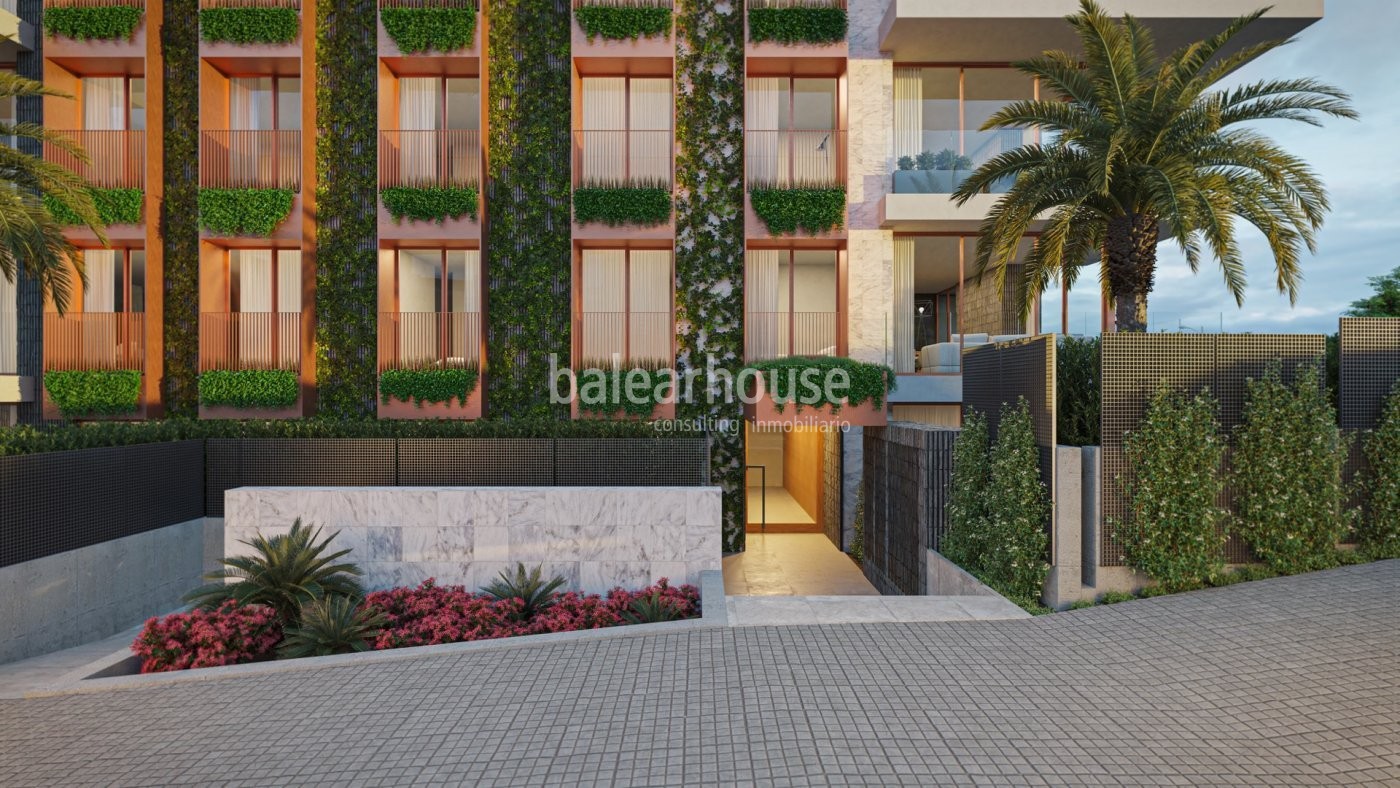 Moderne Neubauwohnungen in Palma mit außergewöhnlicher Architektur und Design.