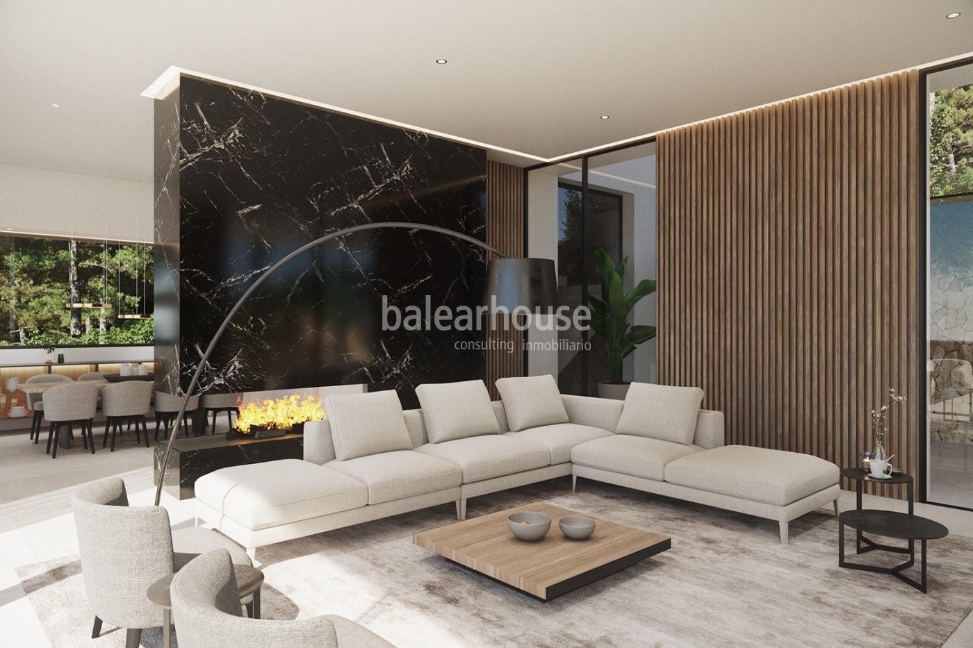 Villa in innovativem modernen Design mit großen Terrassenflächen und Meerblick in Cala Llamp