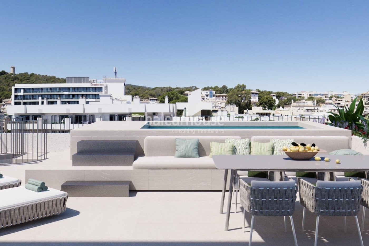 Excellent penthouse with swimming pool and private solarium in a green and quiet area of Palma