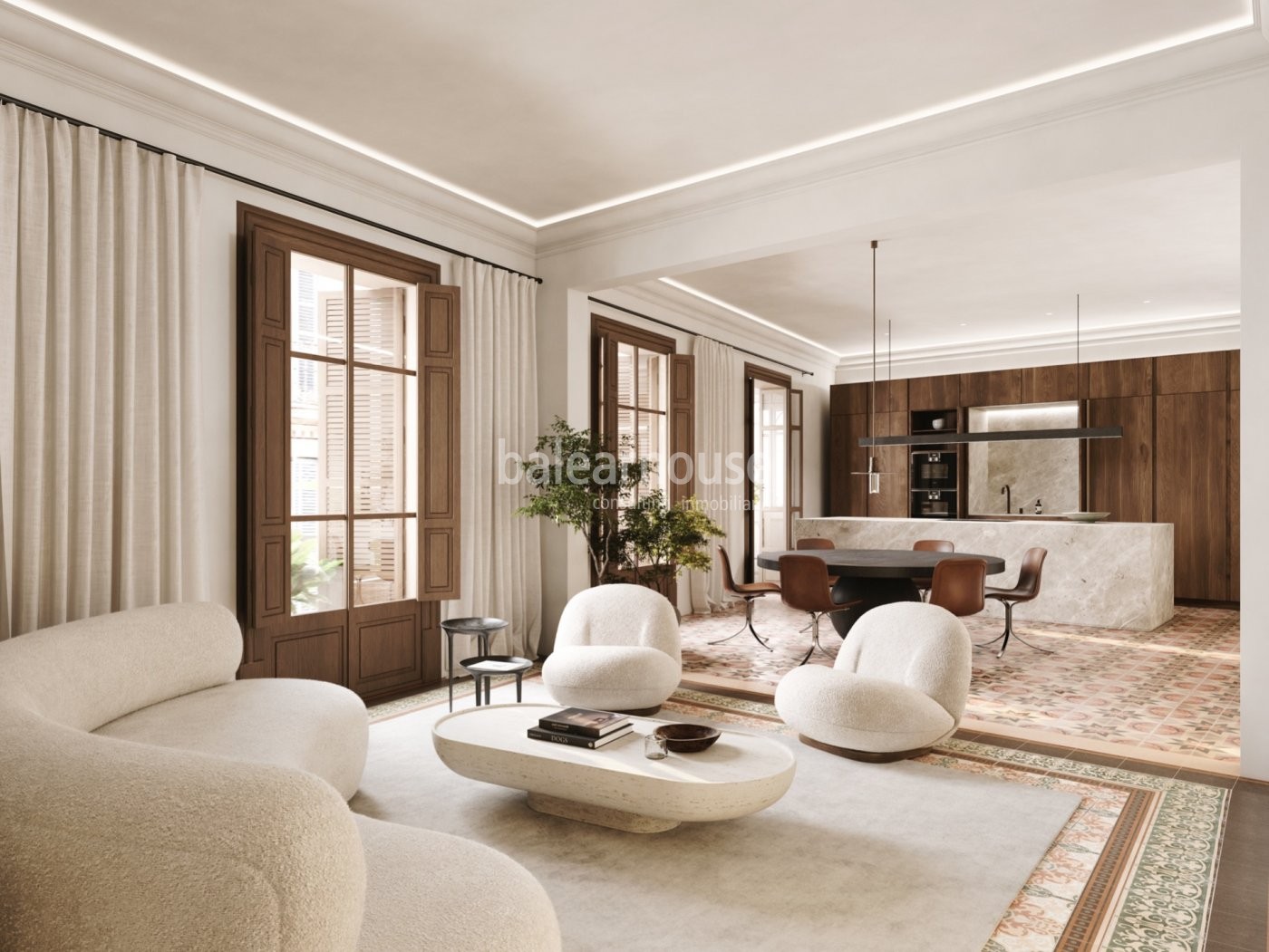 Fantástico piso en un histórico edificio que se asoma al casco antiguo de Palma.