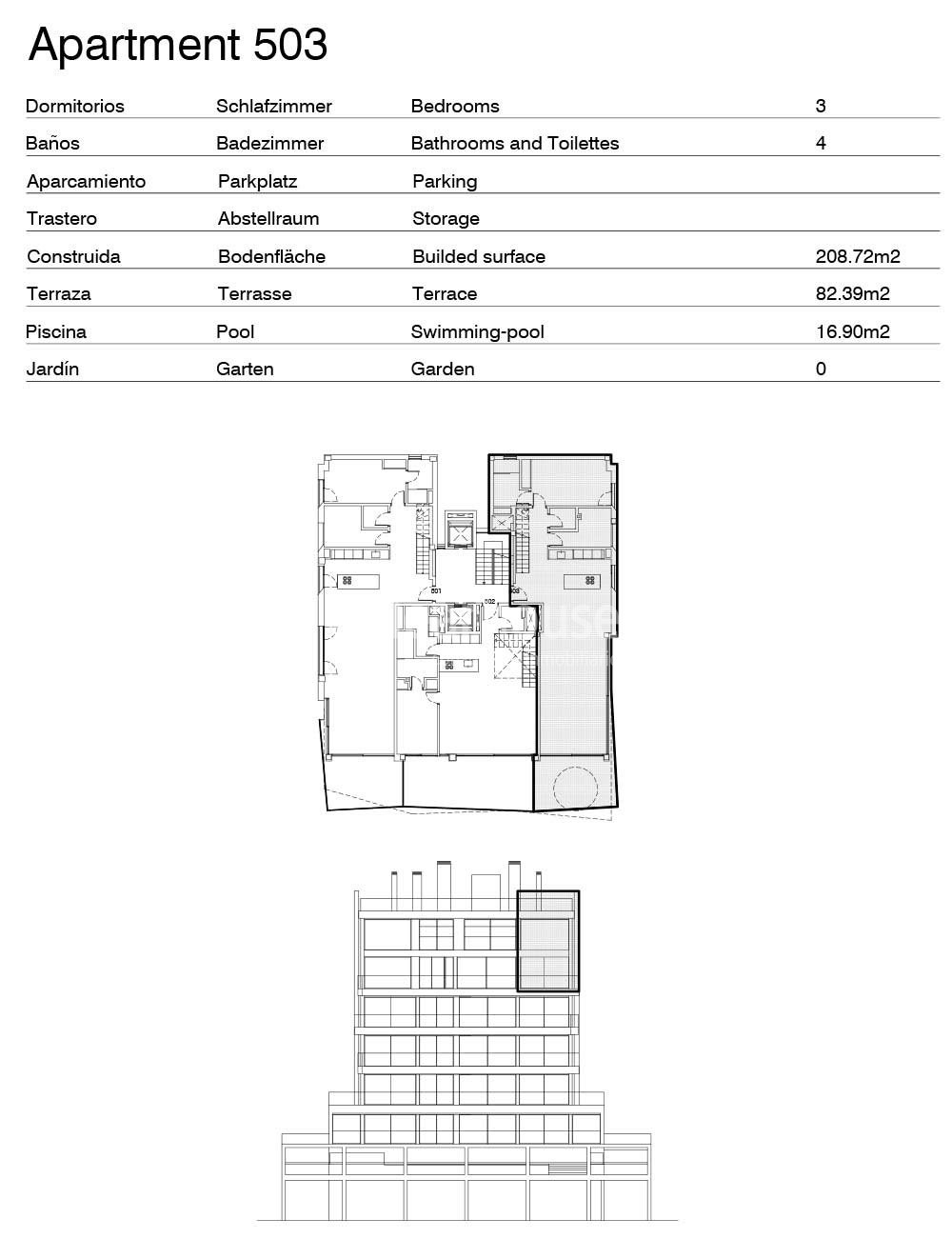 Large and modern new beachfront penthouses with private terrace and solarium on the Paseo Marítimo