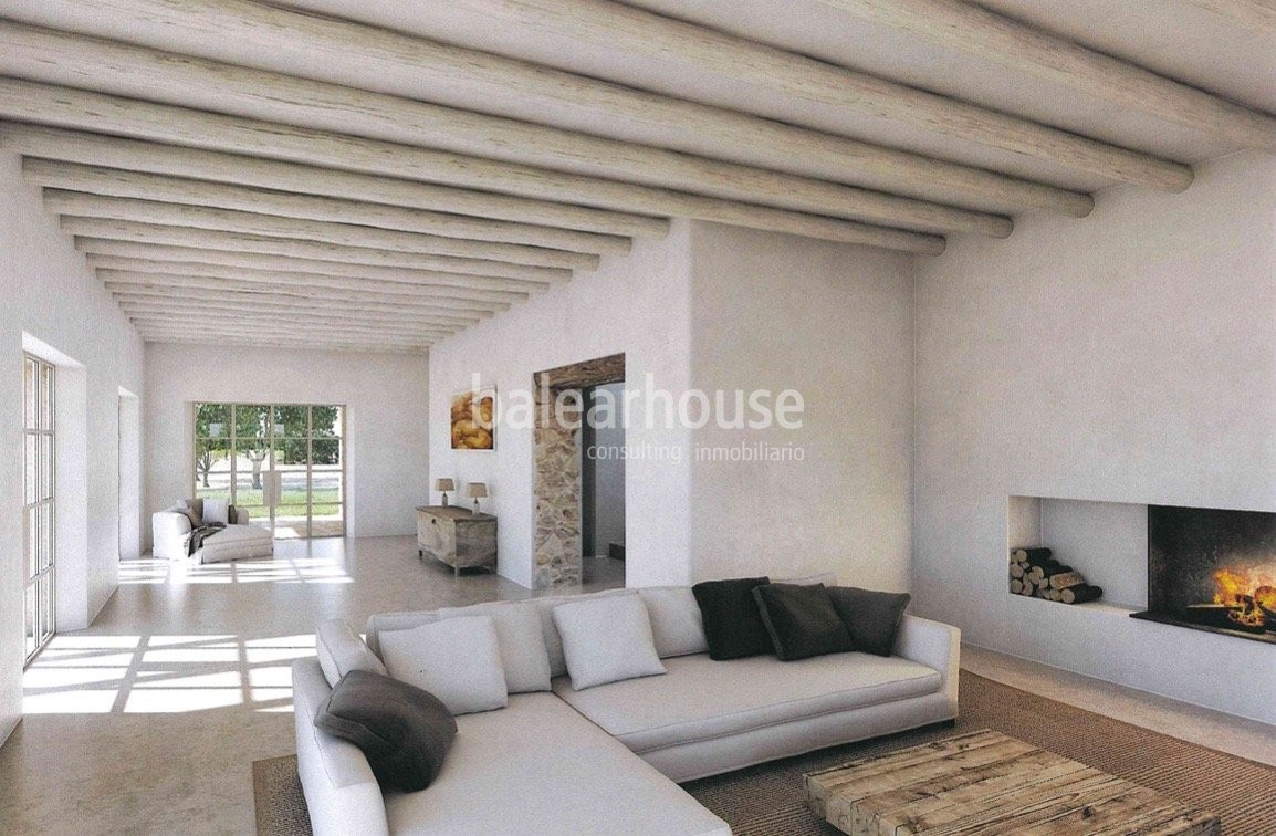 Large rustic farm of new construction in Santanyí, rural essence with modern spirit near beaches.
