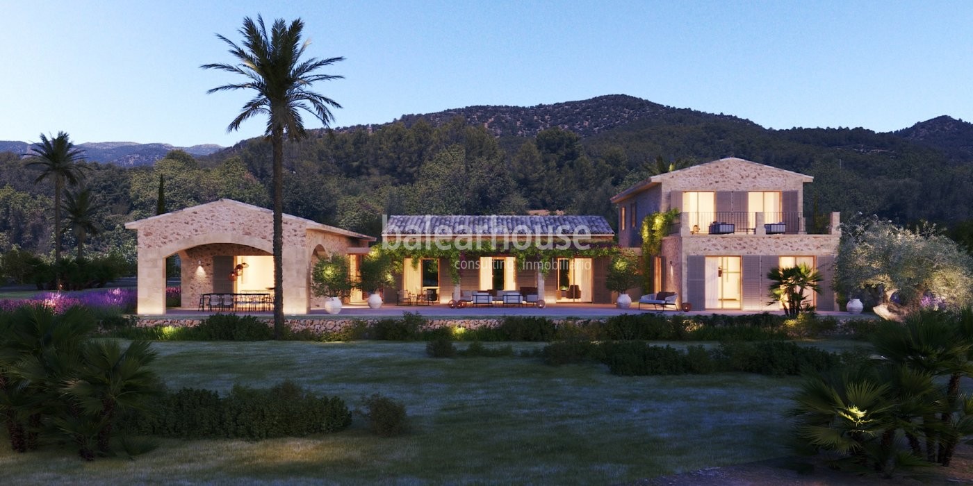 Large newly built rustic finca on a large plot of land with magnificent views of the green mountains