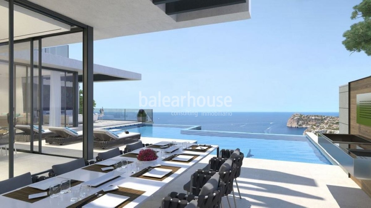 Spectacular sea views from every angle in this exclusive new build villa located in Cala Llamp.