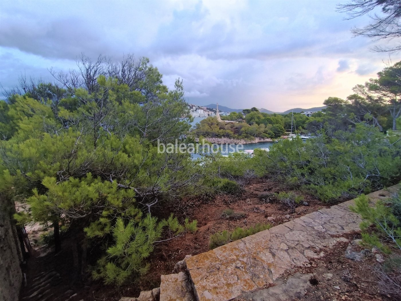 Grundstück in erster Linie mit direktem Zugang zum Hafen von Santa Ponsa und spektakulärem Meerblick