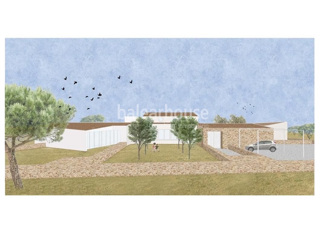 Maravilloso terreno con licencia y proyecto de construcción de finca espectacular cerca de Llucmajor