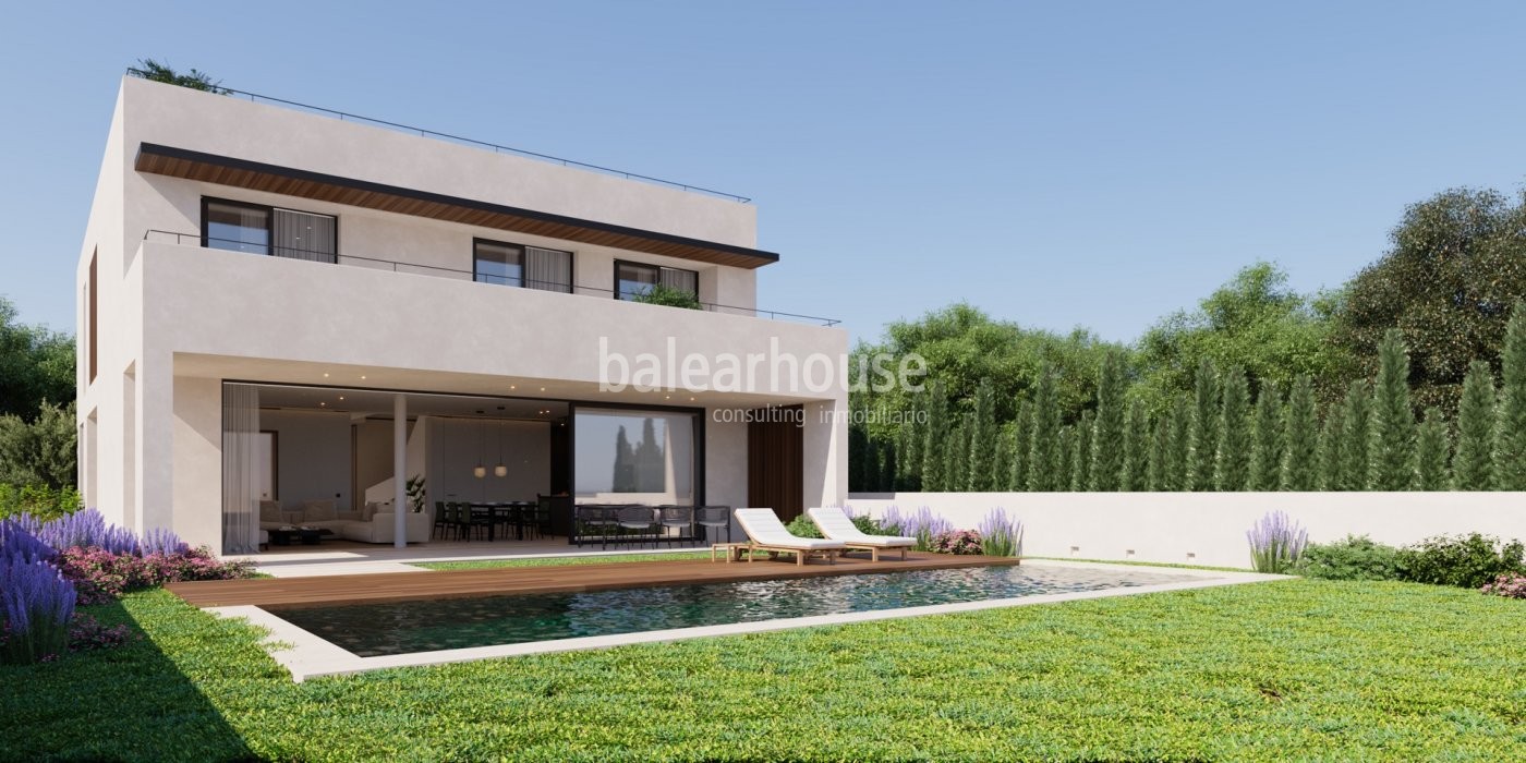 Espléndido proyecto de villa de diseño abierto a todo el pulmón verde de Sa Teulera en Palma
