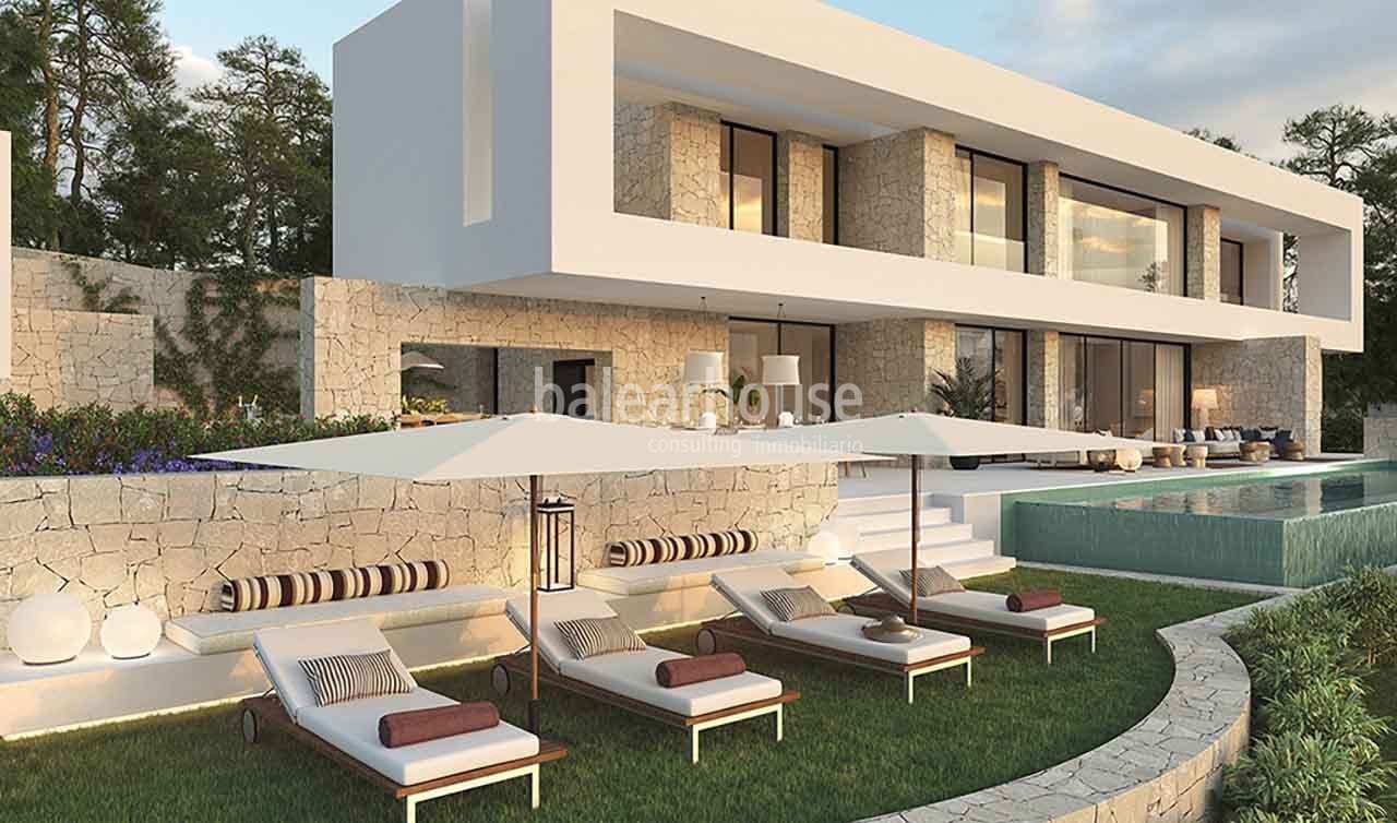 Exclusive project of large villas in Ibiza within a complex with unique views over the golf course.